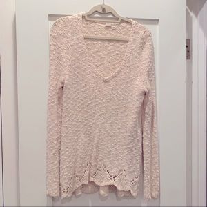 Anthropolgie “Yellow Bird” Cream Crocheted Sweater